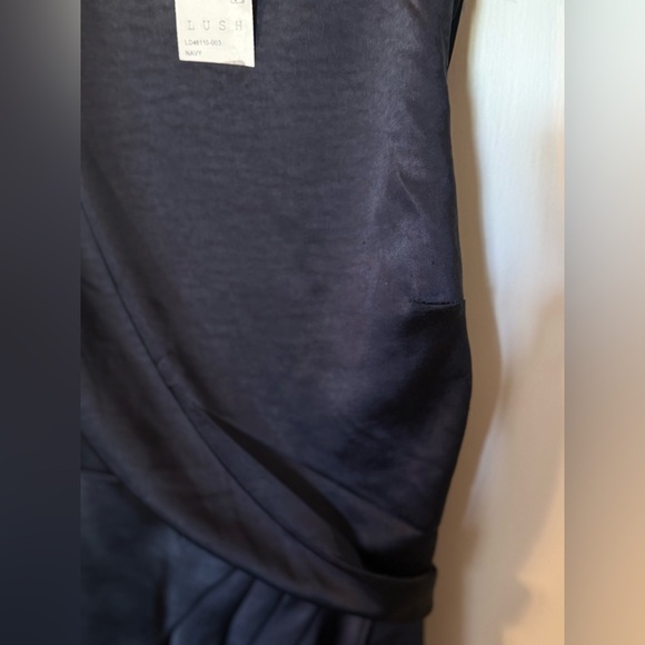 Lush Deep Navy Blue Sleeveless Cocktail Party Midi Wrap Dress NWT- Size Small - Picture 5 of 6